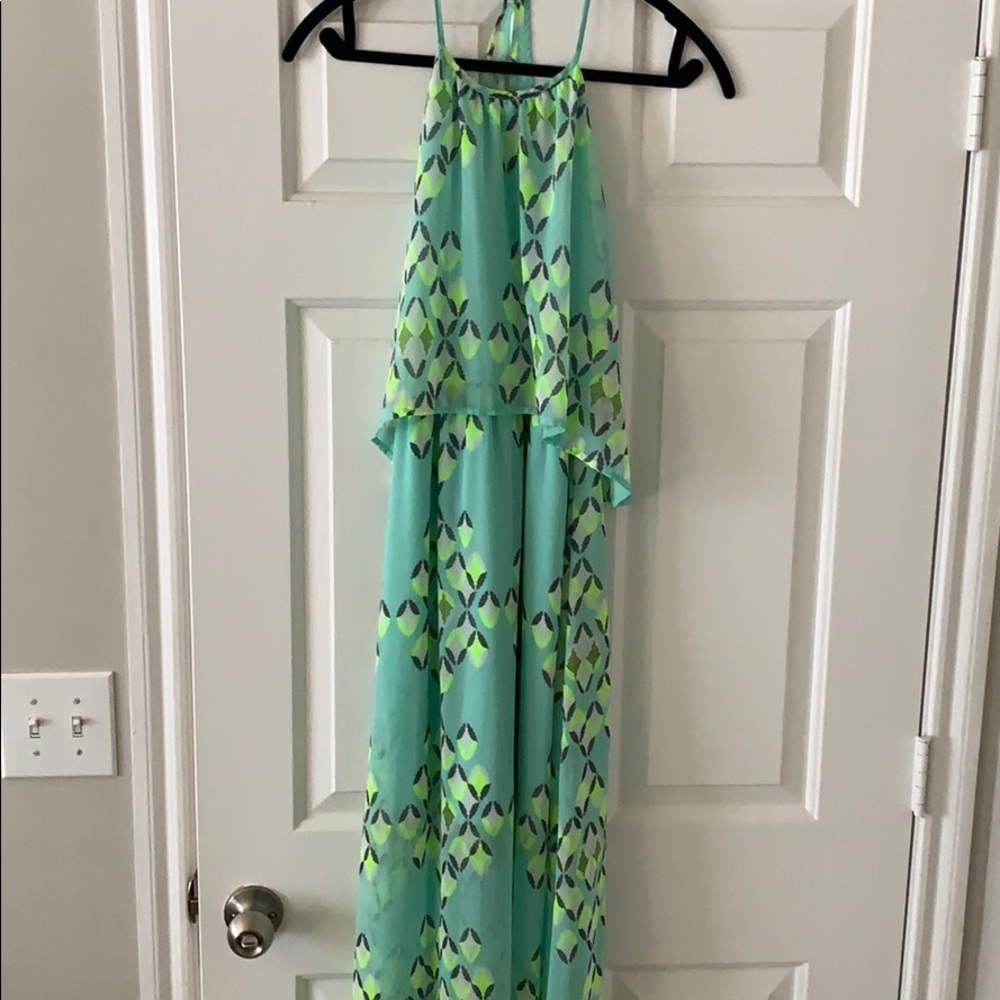 Colorful long flows dress